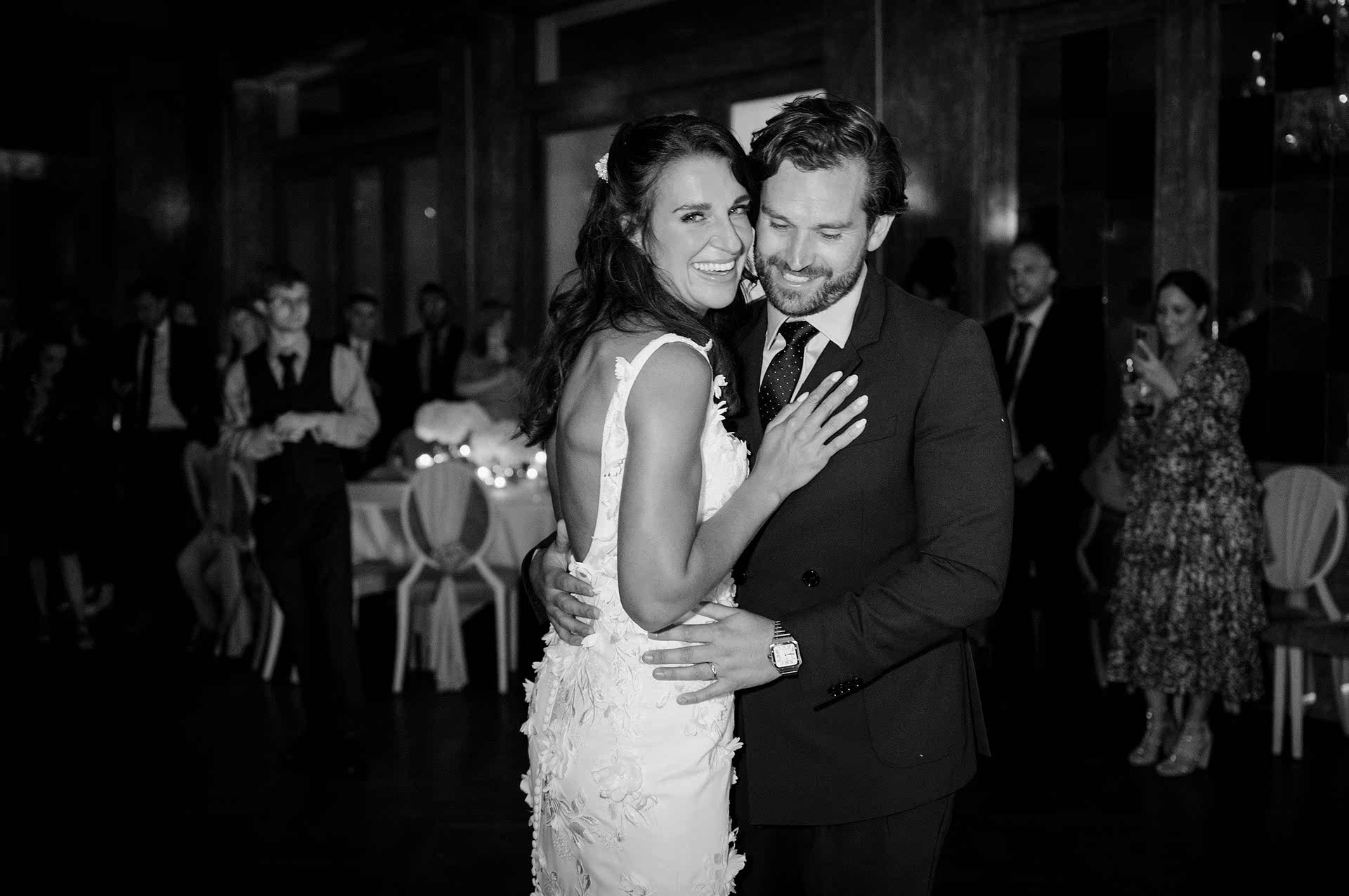 The bride and groom doing their first dance