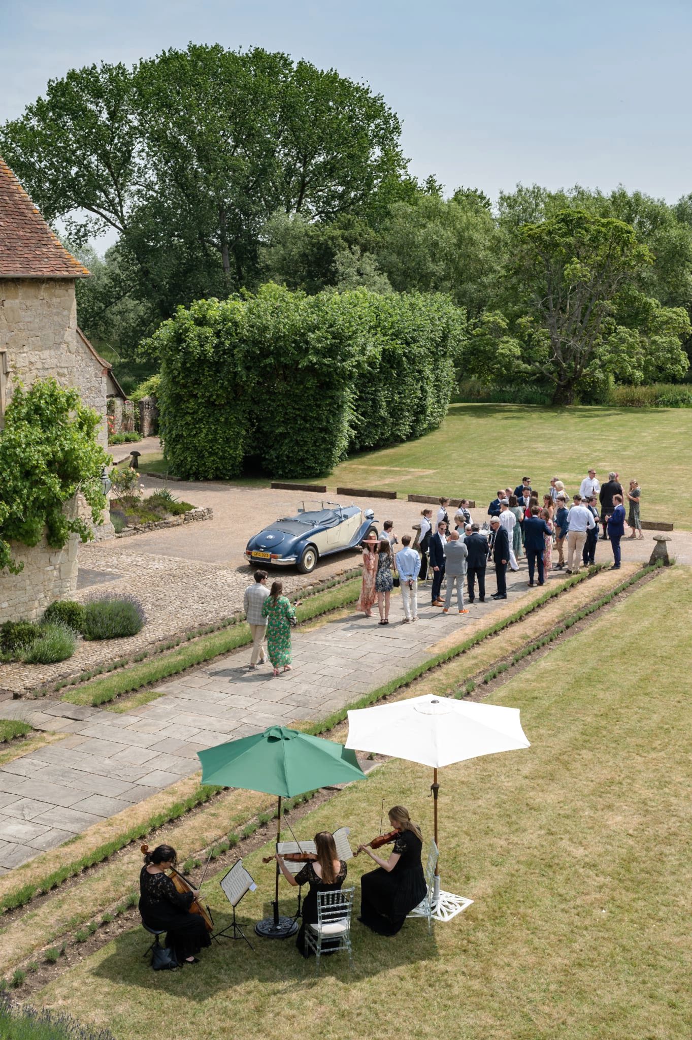 Guests arriving for a wedding at Notley Abbey