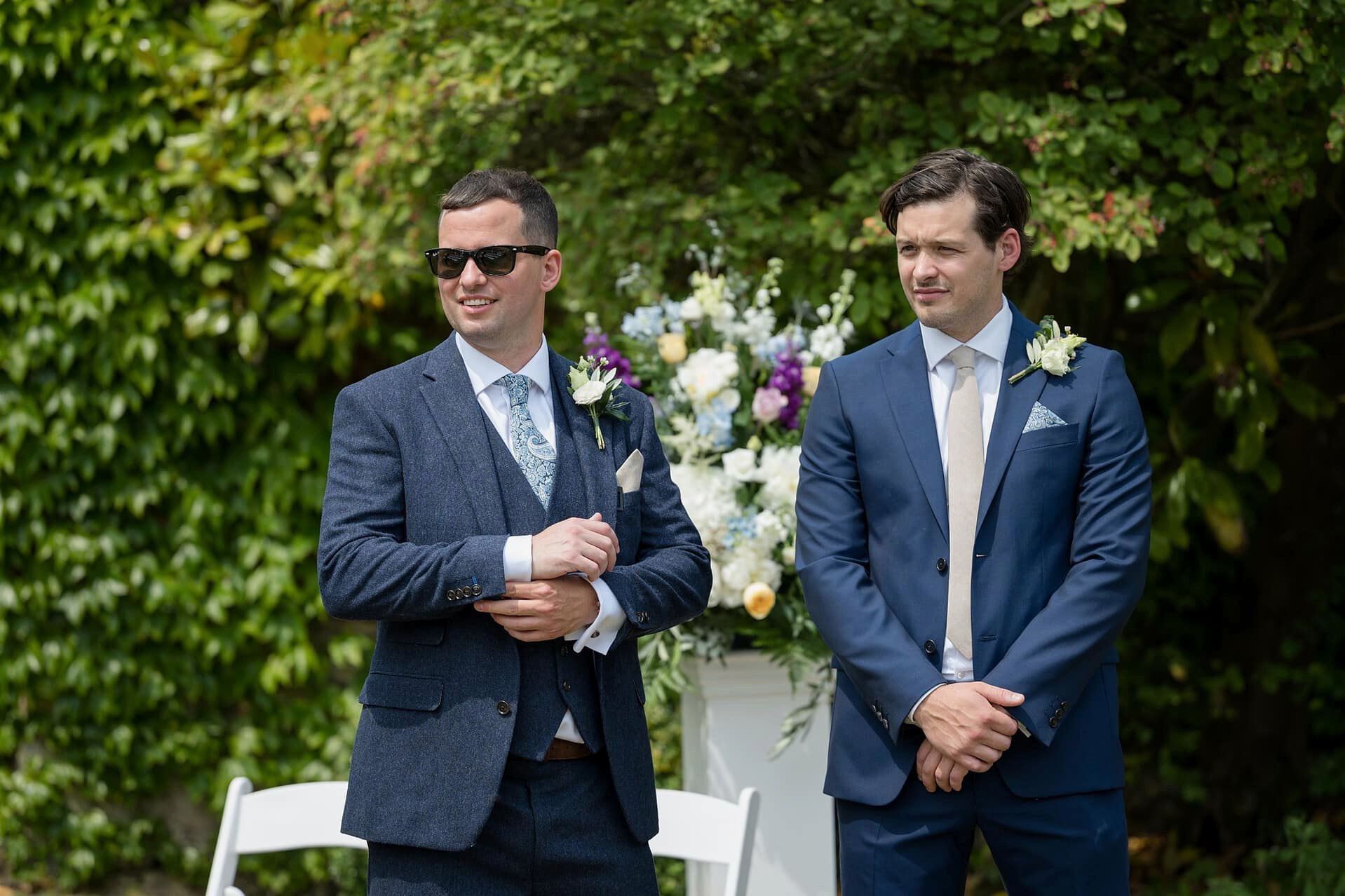 The groom and his best man waiting for the wedding ceremony to start